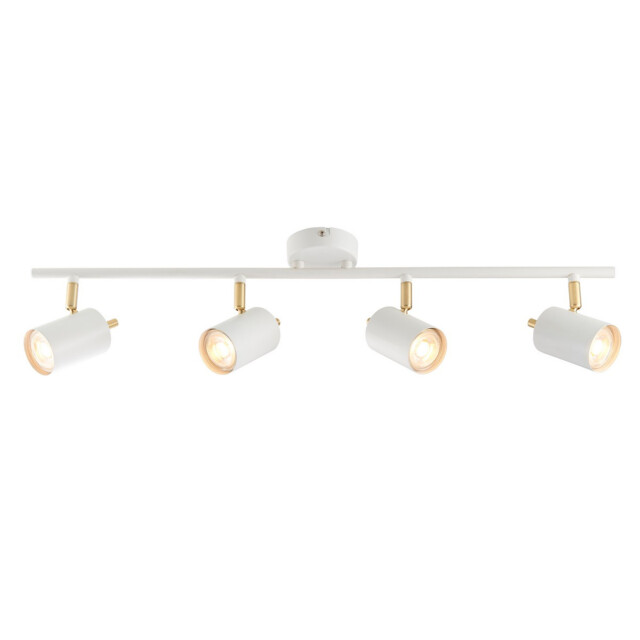 Gull 4 Light Spotlight Matt White Paint, Satin Brushed Gold, GU10 - image 1