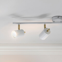 Gull 4 Light Spotlight Matt White Paint, Satin Brushed Gold, GU10 - thumbnail 3