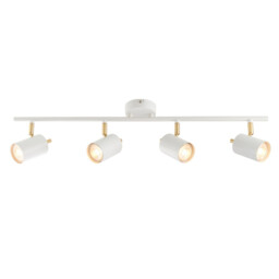 Gull 4 Light Spotlight Matt White Paint, Satin Brushed Gold, GU10 - thumbnail 1
