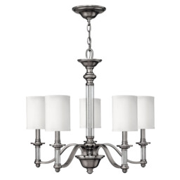 Sussex 5 Light Multi Arm Chandelier Brushed Nickel Finish, E14 - thumbnail 1