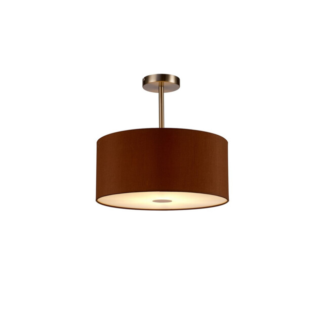 Baymont Satin Nickel E27 Semi Flush With 40cm x 18cm Dual Faux Silk Shade, Raw Cocoa/Grecian Bronze - image 1