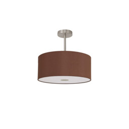 Baymont Satin Nickel E27 Semi Flush With 40cm x 18cm Dual Faux Silk Shade, Raw Cocoa/Grecian Bronze - thumbnail 5