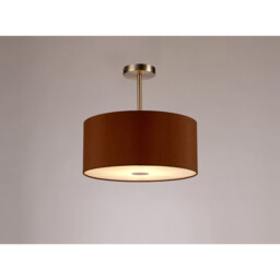 Baymont Satin Nickel E27 Semi Flush With 40cm x 18cm Dual Faux Silk Shade, Raw Cocoa/Grecian Bronze - thumbnail 2