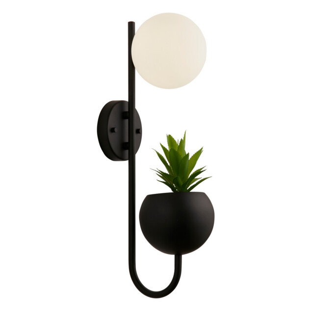 Lunar Wall Lamp Black Metal & Opal Glass - image 1