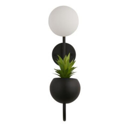 Lunar Wall Lamp Black Metal & Opal Glass - thumbnail 2