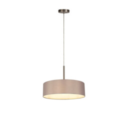 Baymont Satin Nickel 5 Light E27 Single Pendant, With 45cm x 15cm Faux Silk Shade, Grey - thumbnail 5