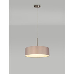 Baymont Satin Nickel 5 Light E27 Single Pendant, With 45cm x 15cm Faux Silk Shade, Grey - thumbnail 2