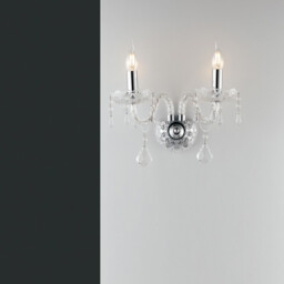 INCANTO Twin 2 Light Candle Wall Light Chrome, Crystal 40x34x18cm - thumbnail 1