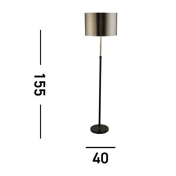 Floor Lamp Black, Chrome with Brushed Black Chrome Shade - thumbnail 3
