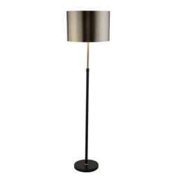 Floor Lamp Black, Chrome with Brushed Black Chrome Shade - thumbnail 1