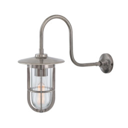 Fabo Outdoor Wall Light, Antique Silver, Clear Glass, IP65