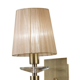 Tiffany Wall Lamp 1+1 Light E14 With Soft Bronze Shade Antique Brass/Crystal - thumbnail 3