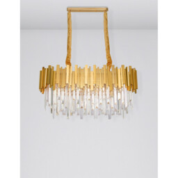 Grane 8 Light Pendant Ceiling Light Gold Metal, Crystal LED E14 - thumbnail 2