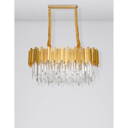 Grane 8 Light Pendant Ceiling Light Gold Metal, Crystal LED E14 - thumbnail 3
