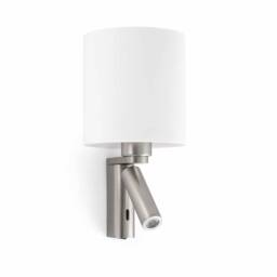 Rob 1 Light Indoor Wall Reading Light White, Satin Nickel with Shade, E27 - thumbnail 1