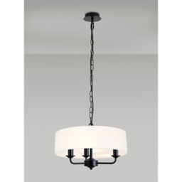 Banyan 3 Light Multi Arm Pendant With 45cm x 15cm Faux Silk Fabric Shade Matt Black/White - thumbnail 2