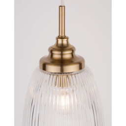 Mond 13cm Dome Pendant Ceiling Light Satin Gold Metal Clear Glass LED E14 - thumbnail 5