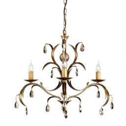 Lily Chandelier 3 Light Metallic Bronze Floral Leaves Design