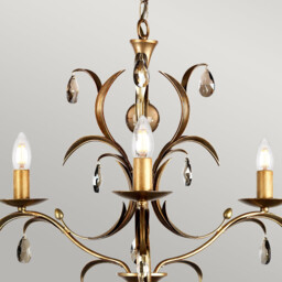 Lily Chandelier 3 Light Metallic Bronze Floral Leaves Design - thumbnail 3