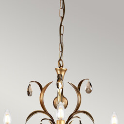 Lily Chandelier 3 Light Metallic Bronze Floral Leaves Design - thumbnail 2