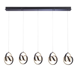 Cosma Modern Designer Integrated LED 5 Light Bar Pendant Textured Black Finish - thumbnail 1