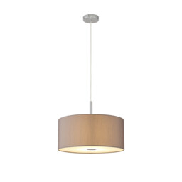Baymont Polished Chrome 3 Light E27 Single Pendant With 40cm x 18cm x 18cm Faux Silk Shade, Grey/White Laminate