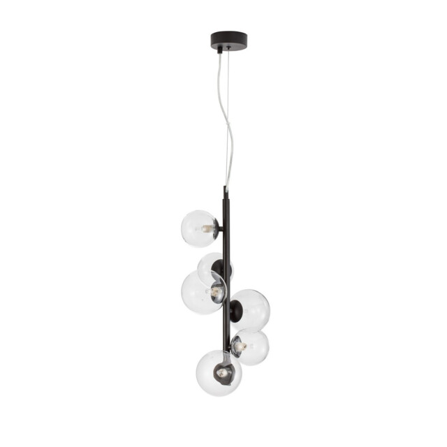 Odillia 6 Light Globe Pendant Ceiling Light Matt Black Metal, Glass LED G9 - image 1