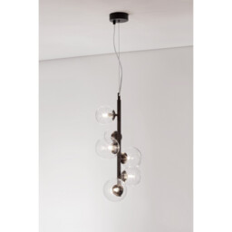 Odillia 6 Light Globe Pendant Ceiling Light Matt Black Metal, Glass LED G9 - thumbnail 5