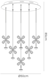 Aviva Ceiling Cluster Pendant Round 16 Light 4000K LED Polished Chrome, Crystal - thumbnail 3