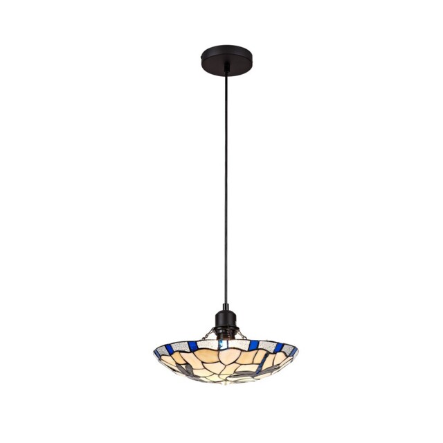 Piercefield 1 Light Ceiling Pendant E27 With 35cm Tiffany Shade, Red, Clear Crystal, Black - image 1