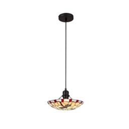 Piercefield 1 Light Ceiling Pendant E27 With 35cm Tiffany Shade, Red, Clear Crystal, Black - thumbnail 3