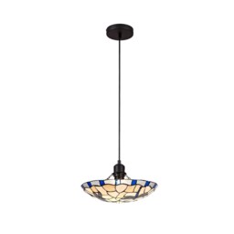 Piercefield 1 Light Ceiling Pendant E27 With 35cm Tiffany Shade, Red, Clear Crystal, Black - thumbnail 1