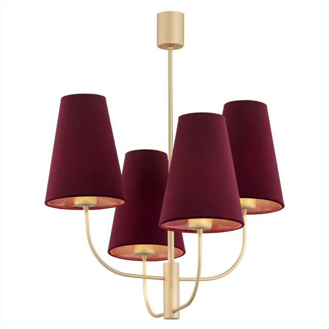 Safiano Multi Arm Pendant Ceiling 4 Light Burgundy, Gold - image 1