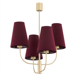 Safiano Multi Arm Pendant Ceiling 4 Light Burgundy, Gold - thumbnail 2