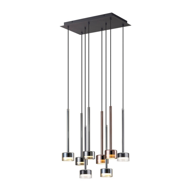 Tonic Rectangular Pendant, 8 Light, With Replaceable 12W LEDs, 4000K, Black/Chrome/Bronze/Copper - image 1