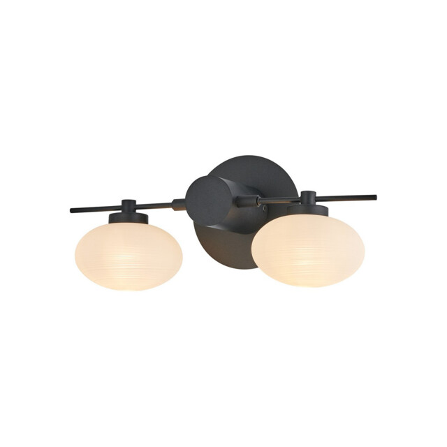 Addie Wall Lamp, 2 Globe Light G9, Satin Black/Opal Glass - image 1