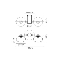 Addie Wall Lamp, 2 Globe Light G9, Satin Black/Opal Glass - thumbnail 3