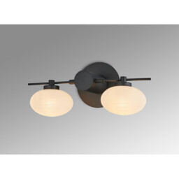 Addie Wall Lamp, 2 Globe Light G9, Satin Black/Opal Glass - thumbnail 2