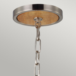 Allier 1 Light Large Spherical Cage Ceiling Pendant Brushed Steel, Light wood, E27 - thumbnail 3