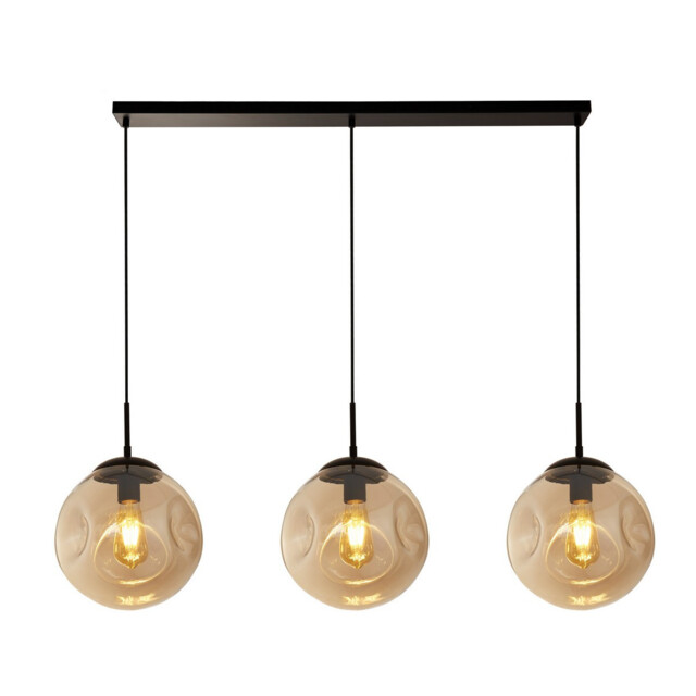 Punch 3 Light Bar Pendant, Black, Champagne Punched Glass - image 1