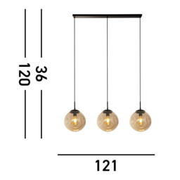 Punch 3 Light Bar Pendant, Black, Champagne Punched Glass - thumbnail 5