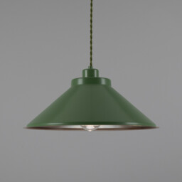 Rio Coloured Dome Pendant Light, Antique Brass, Sage Green - thumbnail 1