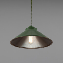 Rio Coloured Dome Pendant Light, Antique Brass, Sage Green - thumbnail 2