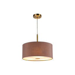 Baymont Antique Brass 3 Light E27 Single Pendant With 40cm x 18cm Dual Faux Silk Shade, Taupe/Halo Gold - thumbnail 5