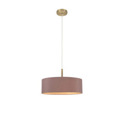 Baymont Antique Brass 5 Light E27 Single Pendant, With 45cm x 15cm Dual Faux Silk Shade, Taupe/Halo Gold - thumbnail 5