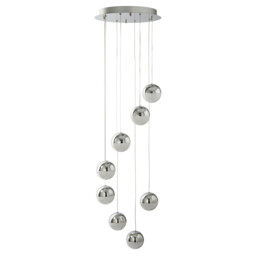 Marbles Integrated LED 8 Light Spiral Cluster Pendant Chrome, Crushed Ice Glass - thumbnail 2