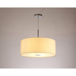Baymont Polished Chrome E27 Single Pendant With 50cm x 20cm Faux Silk Shade, Ivory Pearl/White Laminate - thumbnail 2