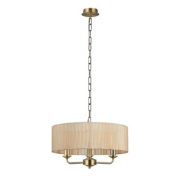 Banyan 3 Light Multi Arm Pendant With 45cm x 15cm Organza Shade Antique Brass/Soft Bronze - thumbnail 5