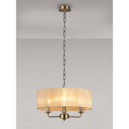 Banyan 3 Light Multi Arm Pendant With 45cm x 15cm Organza Shade Antique Brass/Soft Bronze - thumbnail 2