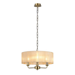 Banyan 3 Light Multi Arm Pendant With 45cm x 15cm Organza Shade Antique Brass/Soft Bronze - thumbnail 1